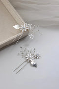 Crystal Rhinestones Hair Clip Pin Silver Color Hairpin Brides Women Girl Flower Head Piece Wedding Accessories Bridal Jewelry