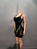 High Quality Women Sleevelss Sexy Square Collar Beading Bodycon Mini Bandage Dress Celebrate Nightclub Party Birthday Outfit