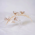 Bridal Hair Accessories Gold Color Headband Headpiece Pearl Hairband For Women Bride Flower Leaf Headdress Crown Wedding Jewelry