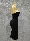Women Sexy Strapless 2 Pieces Bodycon Rayon Bandage Midi Dress Nightclub Party Fashion Birthday Dress