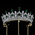 CZ Green Zirconia Tiaras and Crowns AAA Zircon Diadem For Brides Women Pageant Prom Wedding Accessories Bridal Hair Jewelry