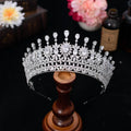 Bridal Hair Jewelry AAA Zircon Tiaras and Crowns Zirconia Headpiece For Brides Women Princess Queen Headband Wedding Accessories a silver color