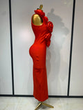 Fashion 3D Flower Sleeveless Bodycon Bandage Dress Women Celebrity Elegant Party Club Luxury Birthday Dress Vestidos ﻿