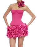 Pink Color Women Sexy Strapless Florals Bodycon Mini Dress Nigthclub Party Celebrate Birthday Fashion Outfit Vestido