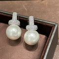 Vintage Pearl Zircon Bridal Earrings Cubic Zirconia Wedding Earring For Bride Women Accessories Party Dinner Dress Jewelry c