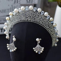 Crystal Pearl Tiaras and Crowns Zircon Diadem For Bride Women Prom Pageant Headband Wedding Hair Accessories Bridal Jewelry a