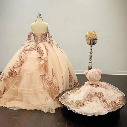 Luxury Sequin Quinceanera Dress Vestido Xv Anos Sweet 15 Birthday Party Gown Civil War Debutante Elegant Beaded Prom Customized