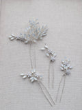 Flower Hair Clip Pin Vintage Gold Silver Color Head Piece For Brides Bridesmaids Opal Hairpin Wedding Accessories Bridal Jewelry b silver color