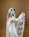 Elegant Lace Mantilla Veil Floor Veil Chapel Veil Cathedral Bridal Veil Fingertip Wedding Veil