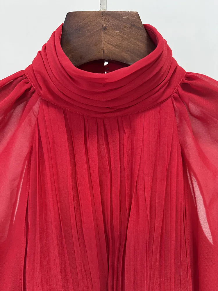 Arrival Red Color Women Fashion Cloak Sleeve Slim Floor-length Dress Elegant Eveening Party Celebrate Prom Outfit