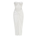 New Summer Women Sexy Strapless Laced-up Bodycon Long Dress Celebrate Evening Party Birthday Girls' Vacation Outfit Vestido