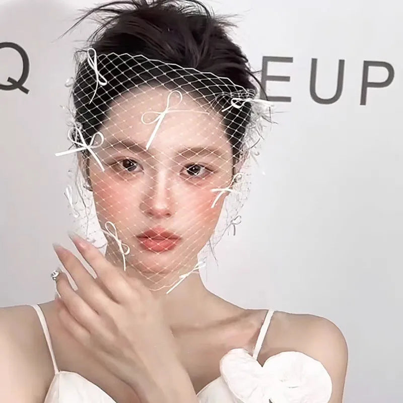 Short Bridal Veil Bowknot Flower Wedding Veils For Evening Dinner Party Dress Women Gift Hair Accessories Brides Jewelry
