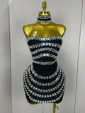 Women Sparkly Rhinestones Bodycon Strapless Mini Bandage Dress Backless Fashion Evening Party Club Luxury Birthday Dresses black