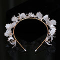 Wedding Hair Accessories Flower Leaf Headband Hairband Brides Women Girl Headpieces Gold Color Headwear Headdress Bridal Jewelry