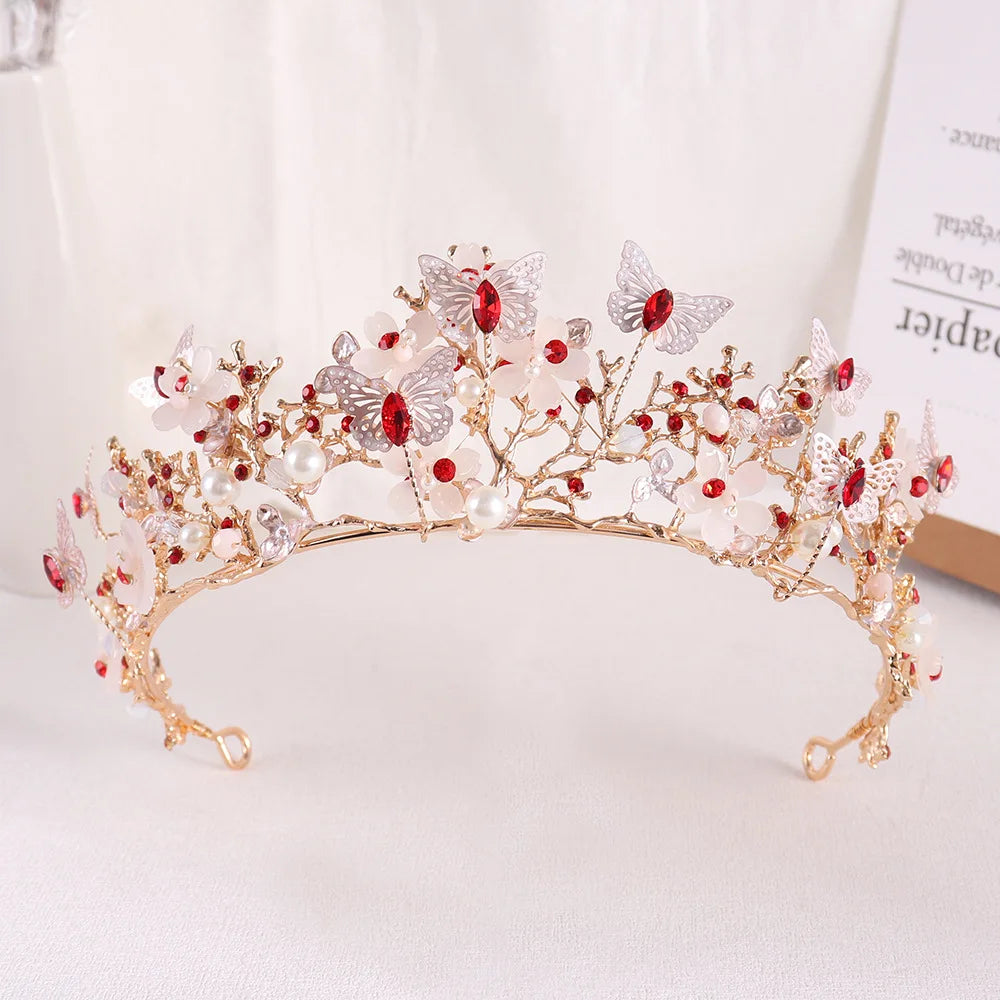 Wedding Crowns For Bride Crystal Flower Fairy Bridal Tiara Crown For Women Girlfriend Diadem Party Bride Hair Jewelry Headdress as picture 1