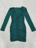 Rhinestone Long Sleeve Sexy Mini Dress For Women Fashion Shawl Collar Bodycon Club Dress Elegant Female Party Clothes
