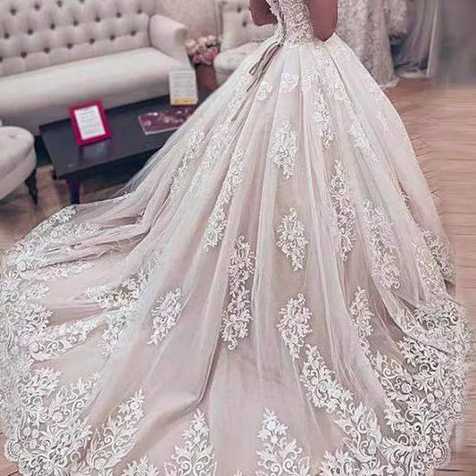 Exquisite Wedding Dress Ball Gown Sweetheart Appliques Off The Shoulder Lace-up For Brides Vestido De Novia