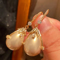 Pearl Zircon Bridal Earrings Cubic Zirconia Gold Color Wedding Earring For Brides Bridesmaids Accessories Women Prom Jewelry a