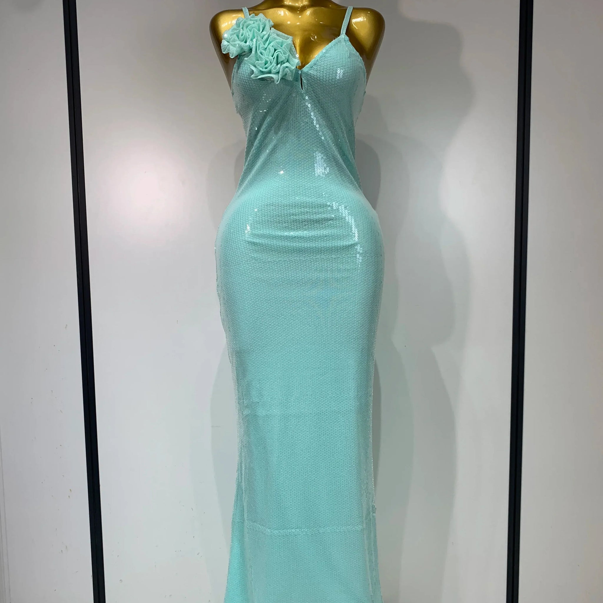 Women Sexy Sling V Neck Appliques Sequines Glitter Bodycon Long Dresses Luxury Birthday Party Celebrity Evening Prom Gown Mint