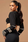 Stylish Sexy Woman Bandage Set Sparkling Diamonds Sleeve Wraps Short Strapless And Bodycon Pants 3 Pieces Evening Party Vestido