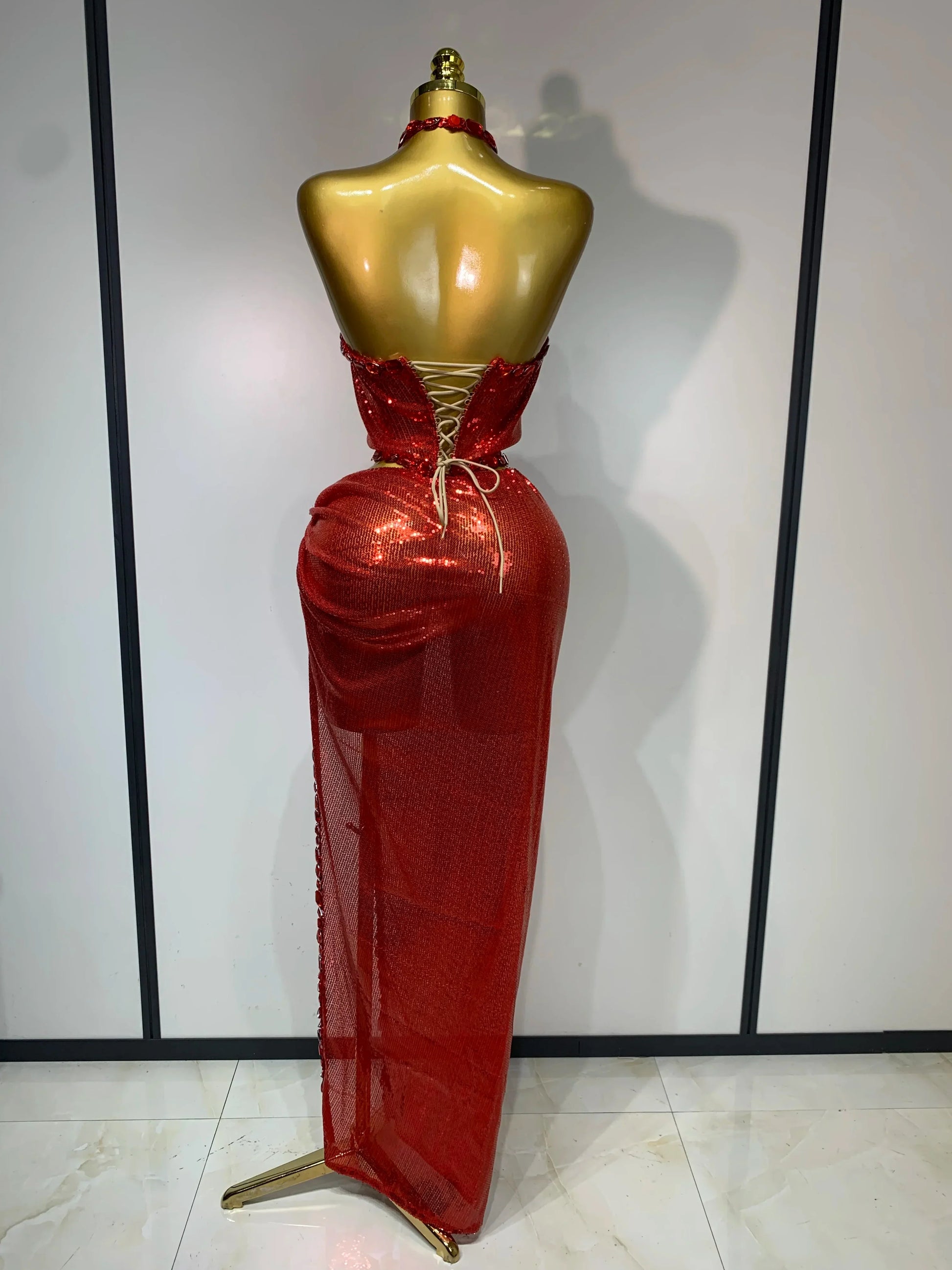 Sexy Backless Shiny Diamond Two Piece Set Women Elegant Evening Party Luxury Birthday Nightclub Singer Stage costume