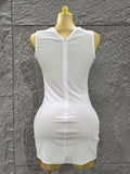 White Color Women Sleeveless Sexy O-Neck Bodycon Mini Dress Celebrate Nightclub Party Birthday Fashion Outfit Vestido