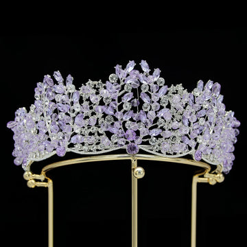 Baroque Crystal Queen Tiara Crown with Heart Shape Silver and Gold Wedding Bridal Headpiece for Women as picture