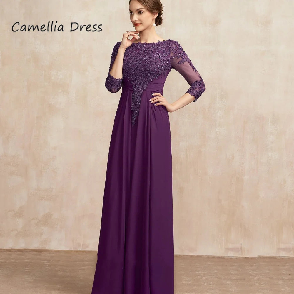 Elegant Formal Mother Of The Bride Dress Sheath Appliques Chiffon New Wedding Party Gown שמלה סקסית לארוע לערב אמא של כלה
