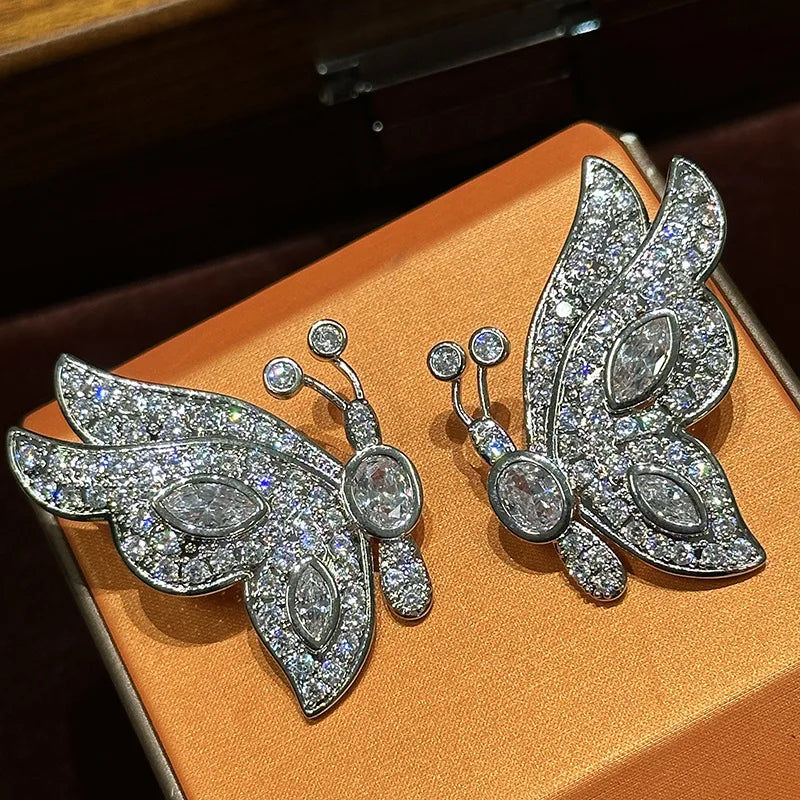 High Quality Butterfly Zircon Bridal Earrings CZ Zirconia Wedding Earring For Women Bride Accessories Party Dinner Dress Jewelry
