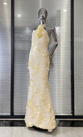 Women Sexy Halter Off the Shoulder Embroidery Bodycon Long Dress Elegant Evening Party Birthday Cocktail Outfit