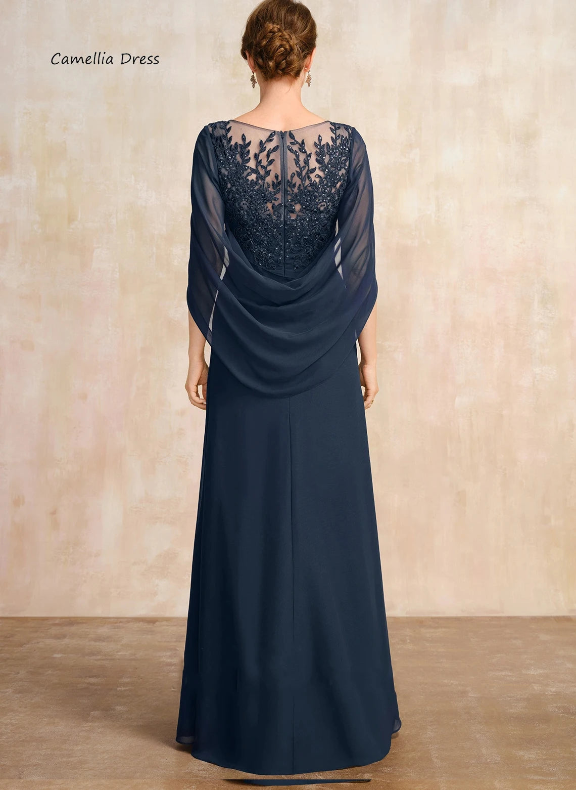 Graceful A-line Mother Dresses For Weddings Scoop Lace Evening Dresses Chiffon Illusion Wedding Party Dress فستان حفلات الزفاف