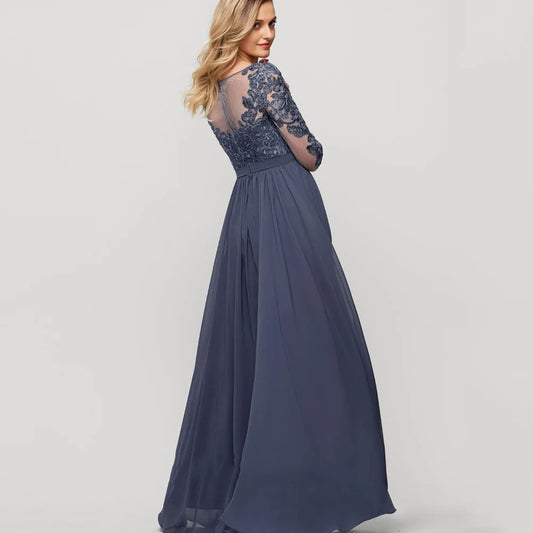 Customized Chiffon A Line Mother of Dresses Elegant Lace Applique Formal Bride Evening Gown vestido invitada boda