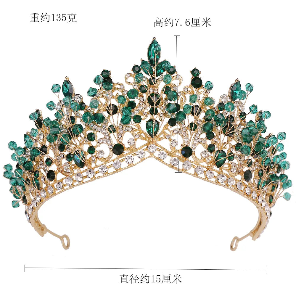Baroque Crowns And Tiaras For Wedding Bride Headdress Crystal Princess Queen Crowns For Women Pageant Prom Bridal Tiara Jewelry
