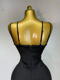 Women Sexy Sleeveless Hollow out Split Backless Black Midi Bandage Dress Celebrity Elegant Evening Cocktail Party Dresses