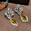 Luxury Yellow Zircon Bridal Earrings CZ Cubic Zirconia Wedding Earring For Brides Accessories Women Party Dinner Dress Jewelry