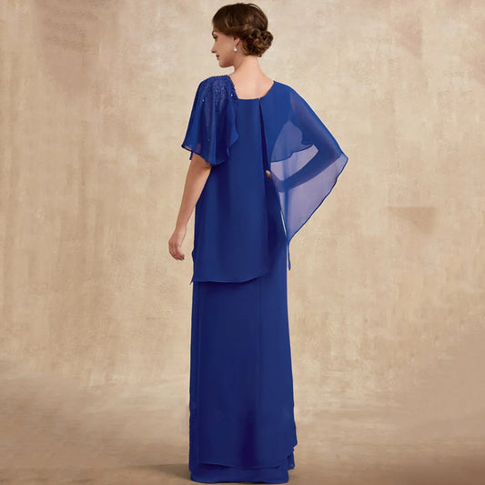 Mother Of The Bride Dress - Graceful Half Sleeves Mother Dresses For Weddings Sheath Formal Gown Beading Zipper Back 2023 Vestidos De Ocasión Formales