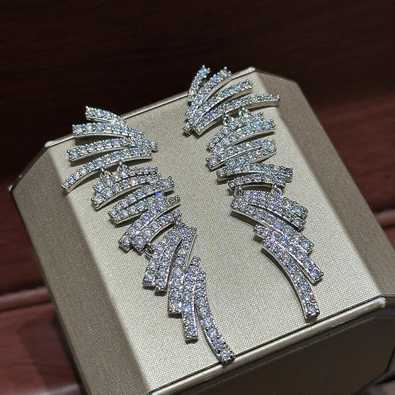 Luxury AAA Zircon Bridal Earrings Long Cubic Zirconia Wedding Earring For Women Brides Accessories Birthday Gifts Jewelry