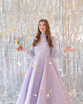 Modest Shiny Sequins Glitter Fabric Prom Dress Long Puffy Sleeves A-Line vestidos de fiesta Elegant فستان حفلات الزفاف as pic 1