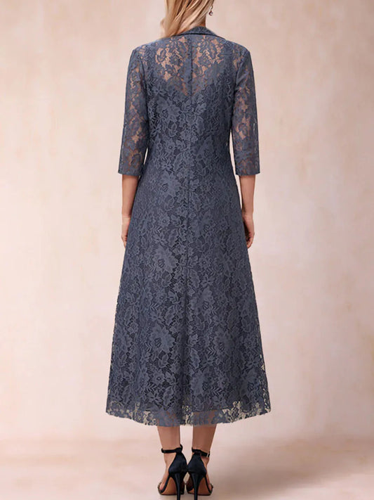 Fashion A-Line Evening Dress Sleeveless V-Neck Chiffon Tea-Length Ruffles Lace Mother of the Bride Dress 2025 Free Customized