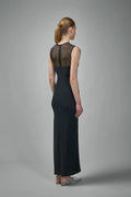 Black White Women Sleeveless Sexy O-Neck Bodycon Bandage Long Dress Mesh Celebrate Evening Party Nightclub Outfit Wholesale