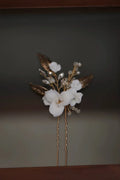 Vintage Gold Silver Color Hair Pin Clip Porcelain Flower Leaf Head Pieces For Brides Hairpins Wedding Accessories Bridal Jewelry c