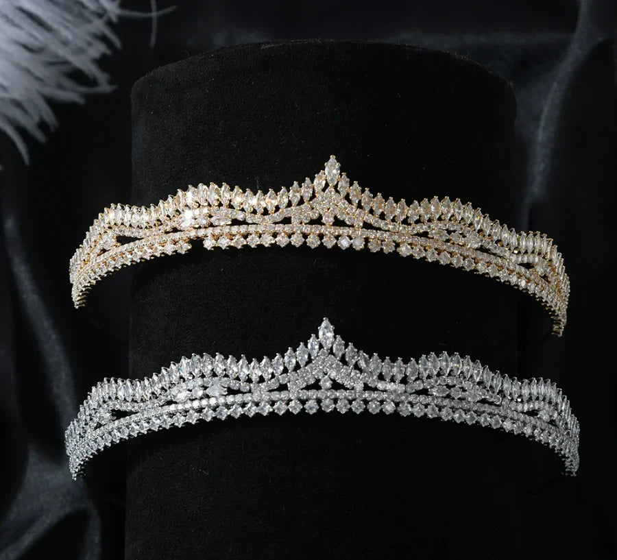 AAA Zircon Tiara Crown Zirconia Diadem Women Brides Princess Queen Headpiece Headband Wedding Accessories Bridal Hair Jewelry