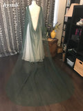 Green Draped Cape, Bridal Green Cape, Soft Tulle Green Shoulder Cape, 60