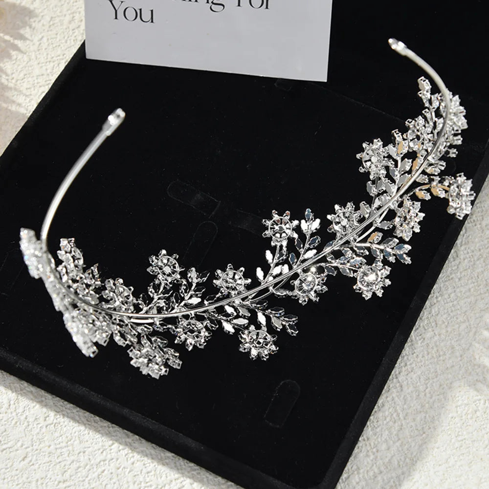 Bridal Hair Jewelry Flower Zirconia Tiaras and Crowns AAA Zircon Diadem For Brides Women Headpiece Headband Wedding Accessories