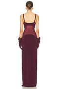 Celebrity Evening Party Dress Winered Color Women Sexy Strap Big O-Neck Bodycon Long Dress Celebrate Red Carpet Birthday Wear