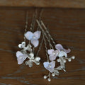 Porcelain Flower Hair Pin Clip Silver Color Head Piece For Bride Bridesmaids Women Hairpins Wedding Accessories Bridal Jewelry