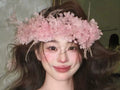 Wedding Hair Accessories Flower Headband Hairband Pink Ivory Headpiece Bride Bridesmaids Women Headwear Headdress Bridal Jewelry