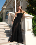 White Black Women Sexy Strapless Off the Shoulder Bodycon Long Mesh Dress Celebrate Evening Party Birthday Wedding Dress black