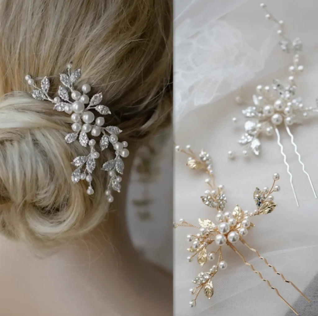Wedding Accessories Pearl Crystal Hair Pin Clip Vintage Gold Silver Color Head Pieces Bridesmaids Brides Hairpins Bridal Jewelry