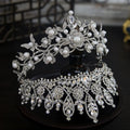 Baroque Wedding Crowns For Bride Luxury Crystal Pearl Queen Bridal Crown Tiara For Pageant Women Wedding Hair Jewerly Headdress